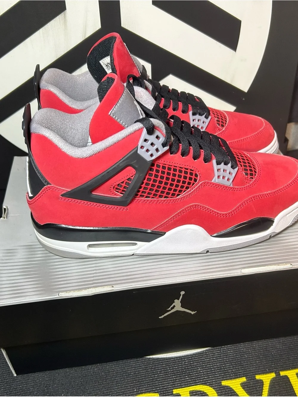 Jordan Toro Retro 4 Sneakers in Red, Black & Gray